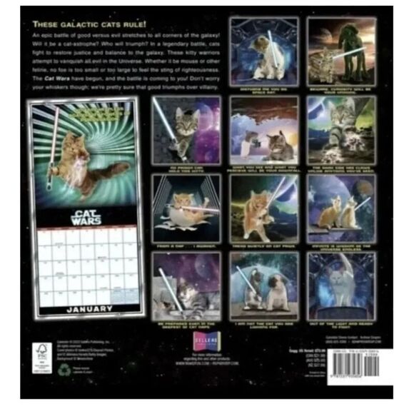 Cat Wars In A Galaxy Not Far Away Cats Rule 2024 Calendar 16 Month - Picture 4 of 12